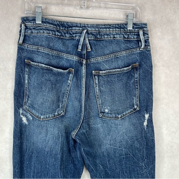 Good American Good Vintage Double Waistband Straight Leg Distressed Jeans 10/30 - Picture 2 of 10